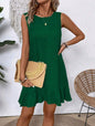 Women's Ruffle Lace-Up Mini Dress – Short Sleeve Loose Beach Dress FitiqueFit