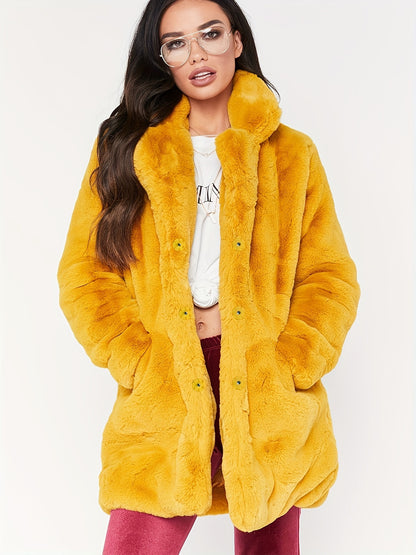 Winter Warm Plush Loose Coat, Casual Long Sleeve Fashion Teddy Outerwear, Women's Clothing NovaCart