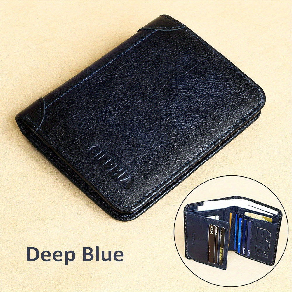 Genuine Leather Men's Wallet/Ultra-Thin Top-Grain Cowhide/Compact Multi-Function ID Credit Card Holder/RFID Blocking/Blessing Card Set/Christmas Valentine's Day Father's Day Gift NovaCart