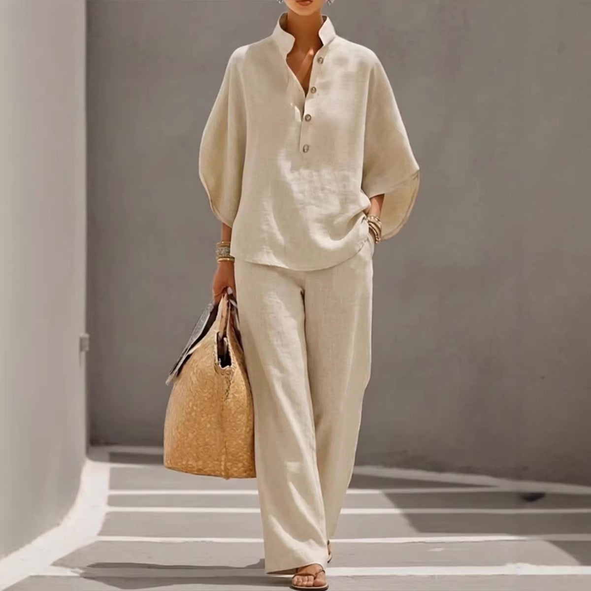 Women’s Casual Shirt and Full-Length Pants Set FitiqueFit