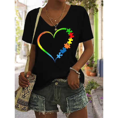 3D Printed Summer V-Neck T-Shirt for Men