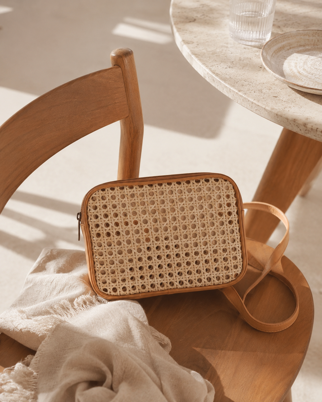Vera Leather and Cane Belt Bag Village Thrive