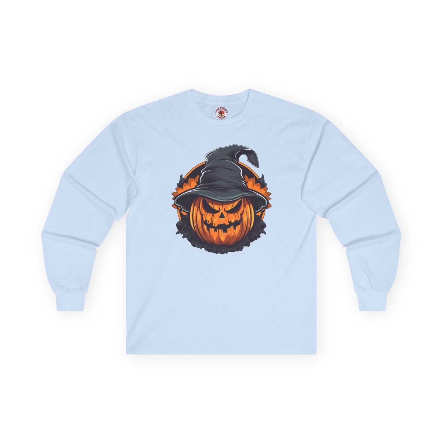 Scary Witch Pumpkin Halloween Long Sleeve Tee The Devil's Pickle