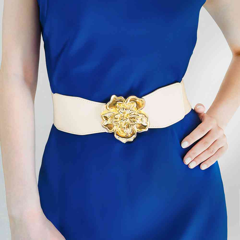 Flower Elegance Alloy Buckle Elastic Belt – Stylish Floral Design See size chart under “more details” The Fashion Celestial