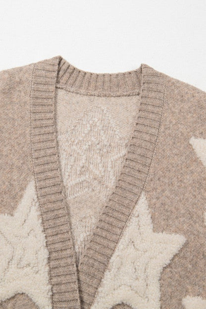 Star Sherpa Textured Buttoned Sweater Cardigan Shop Style & More | Fresh Looks, Everyday Deals & Free Shipping