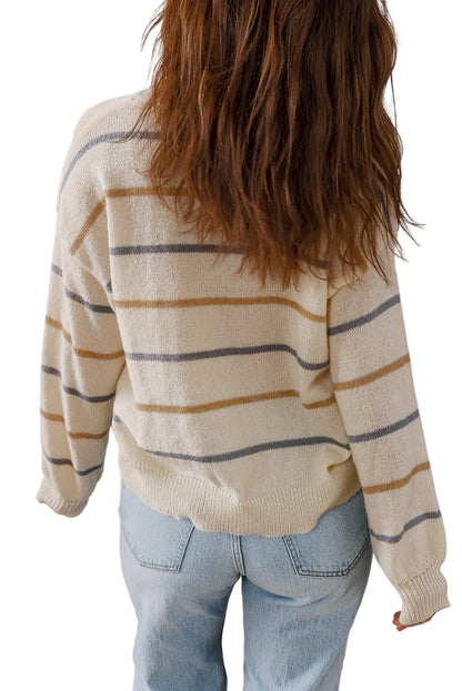 Multicolour Striped Drop Shoulder Plus Sweater Garden Naked Curves