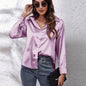 Hot Style In-Kind Shooting Satin Shirt Women'S Satin Imitation Long-Sleeved Shirt New European And American Cross-Border Women'S Clothing NovaCart