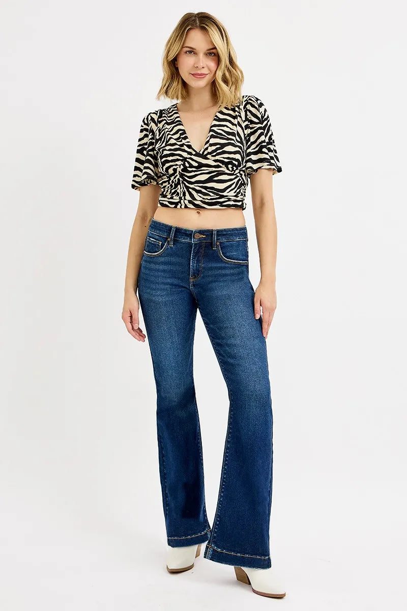 RISEN Full SIze Tummy Control Mid Rise Flare Jeans Plus SIze West2East Surf