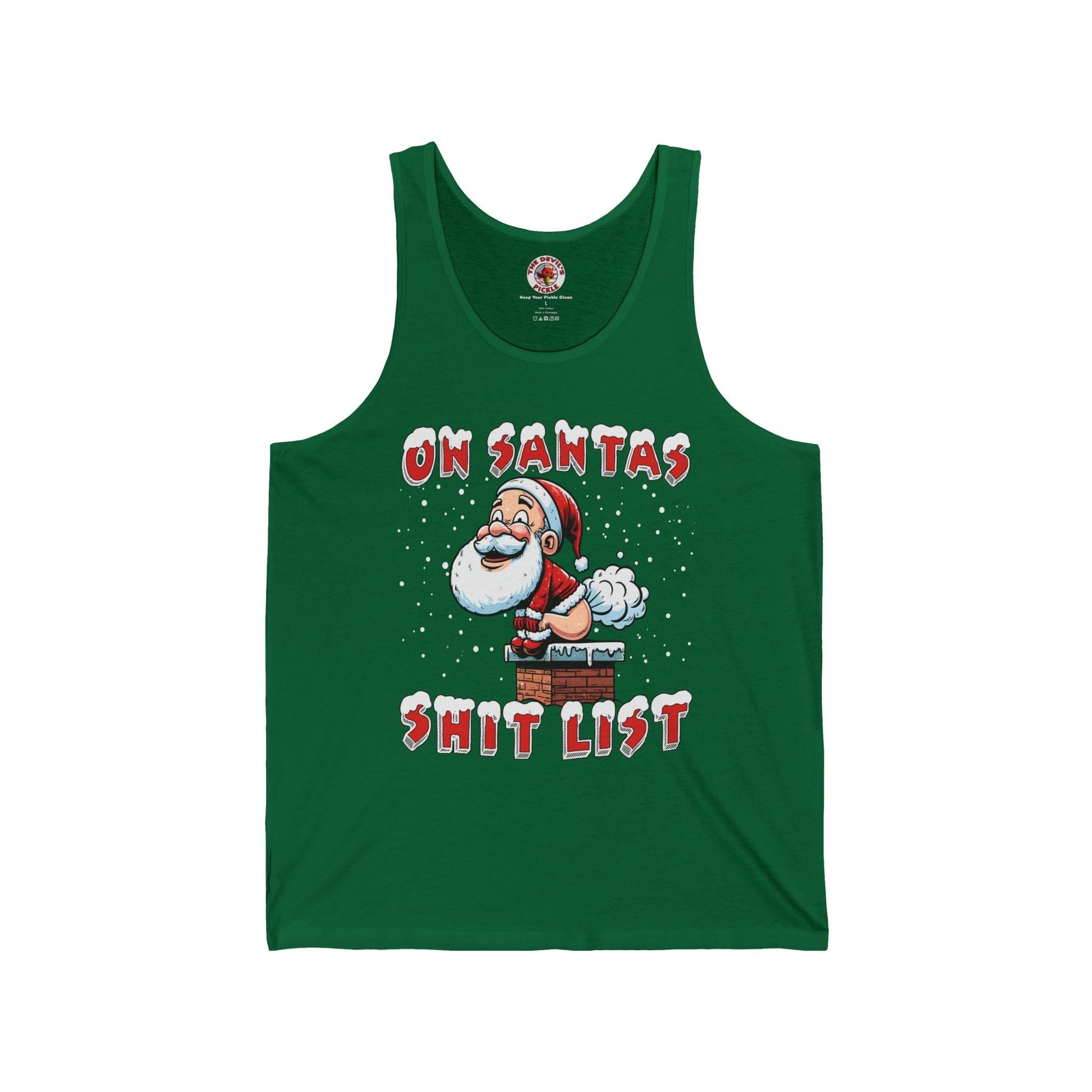 On Santa's Shit List Tank Top The Devil's Pickle