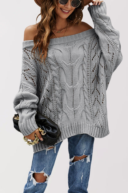Strapless Loose Off Shoulder Solid Color Pullover Sweater Grayceful LLC
