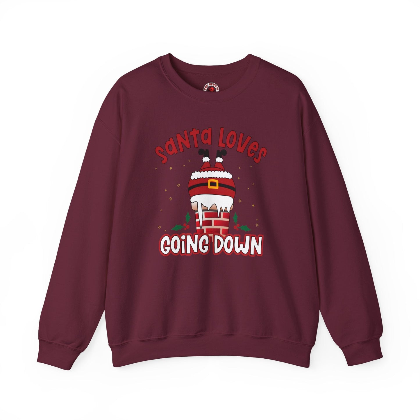 Santa Loves Going Down Crewneck Sweatshirt The Devil's Pickle