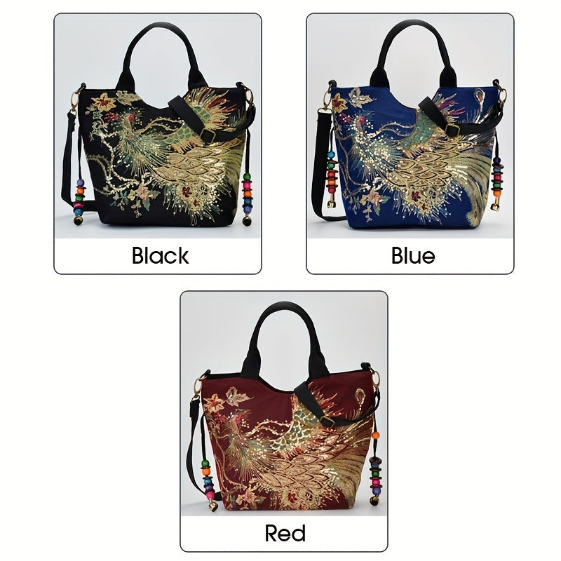 Wo 'S Embroidered Satchel Bag, Fashion Double Handle Purse, Retro Style Handbag with Removable Strap NovaCart