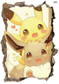 New 3D Pikachu Wall Sticker Pok é mon Wallpaper Self adhesive Cartoon Graffiti Anime Poster Children's Room PVC