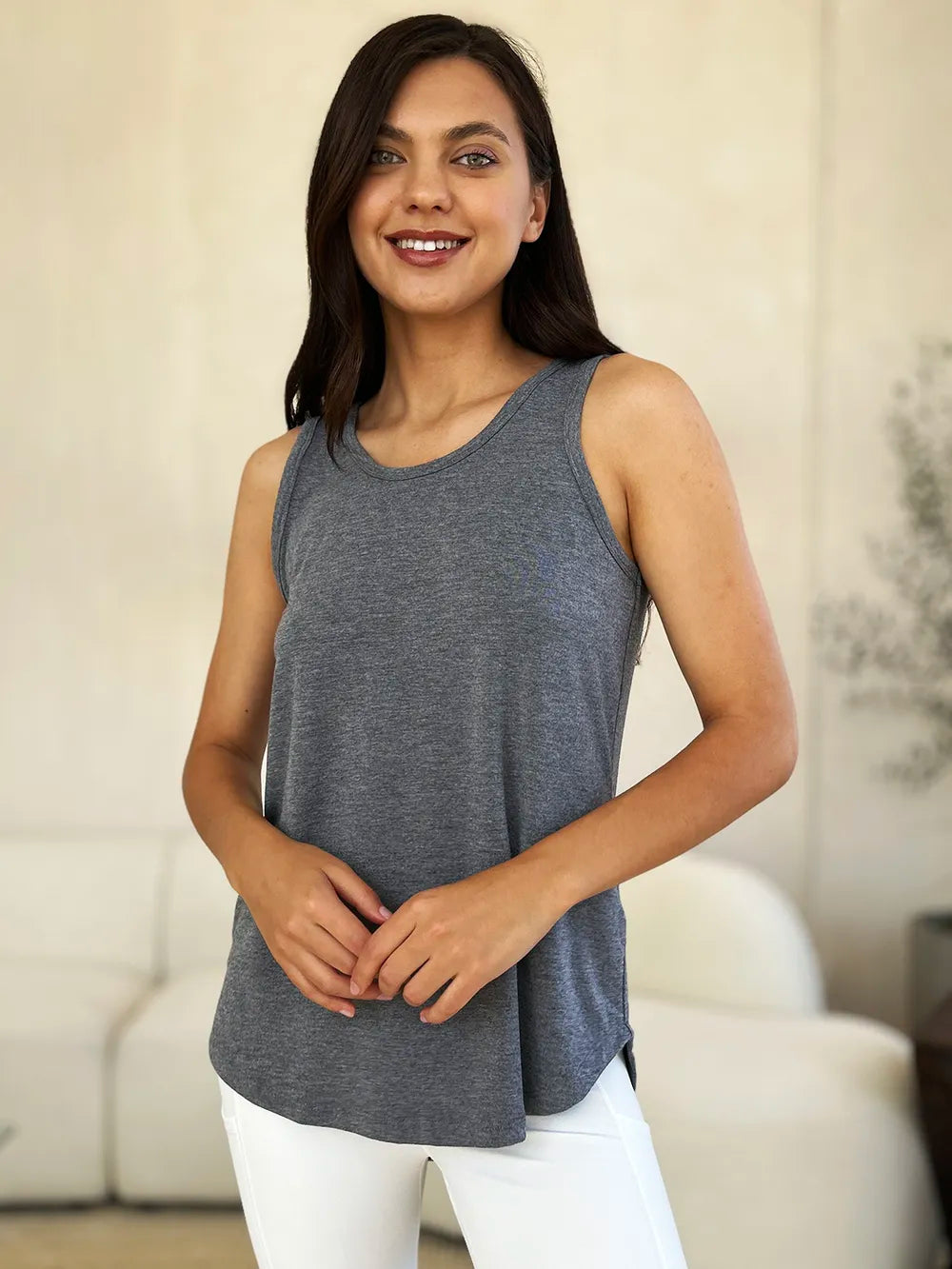 Basic Bae Full Size Round Neck Curved Hem Tank New Era Fashion LLc