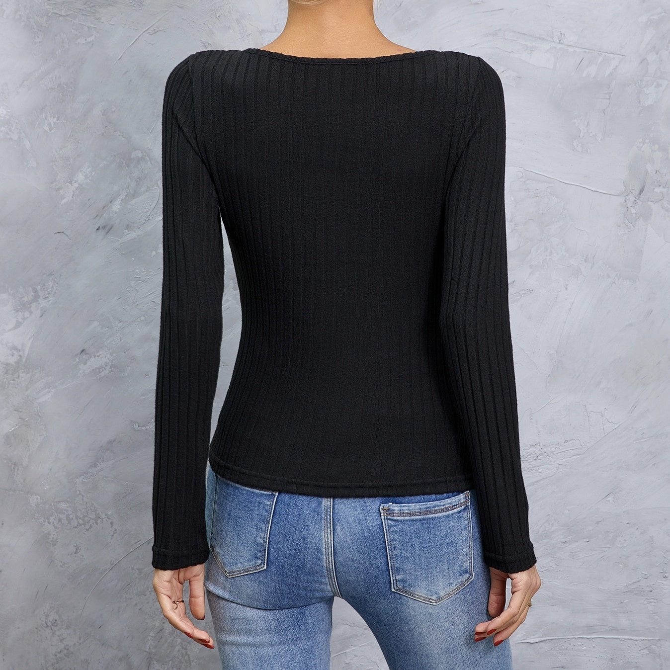 Cross‑collar long sleeve slim tee FitiqueFit