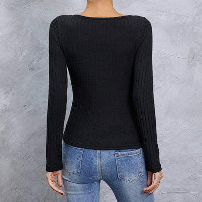 Cross‑collar long sleeve slim tee FitiqueFit