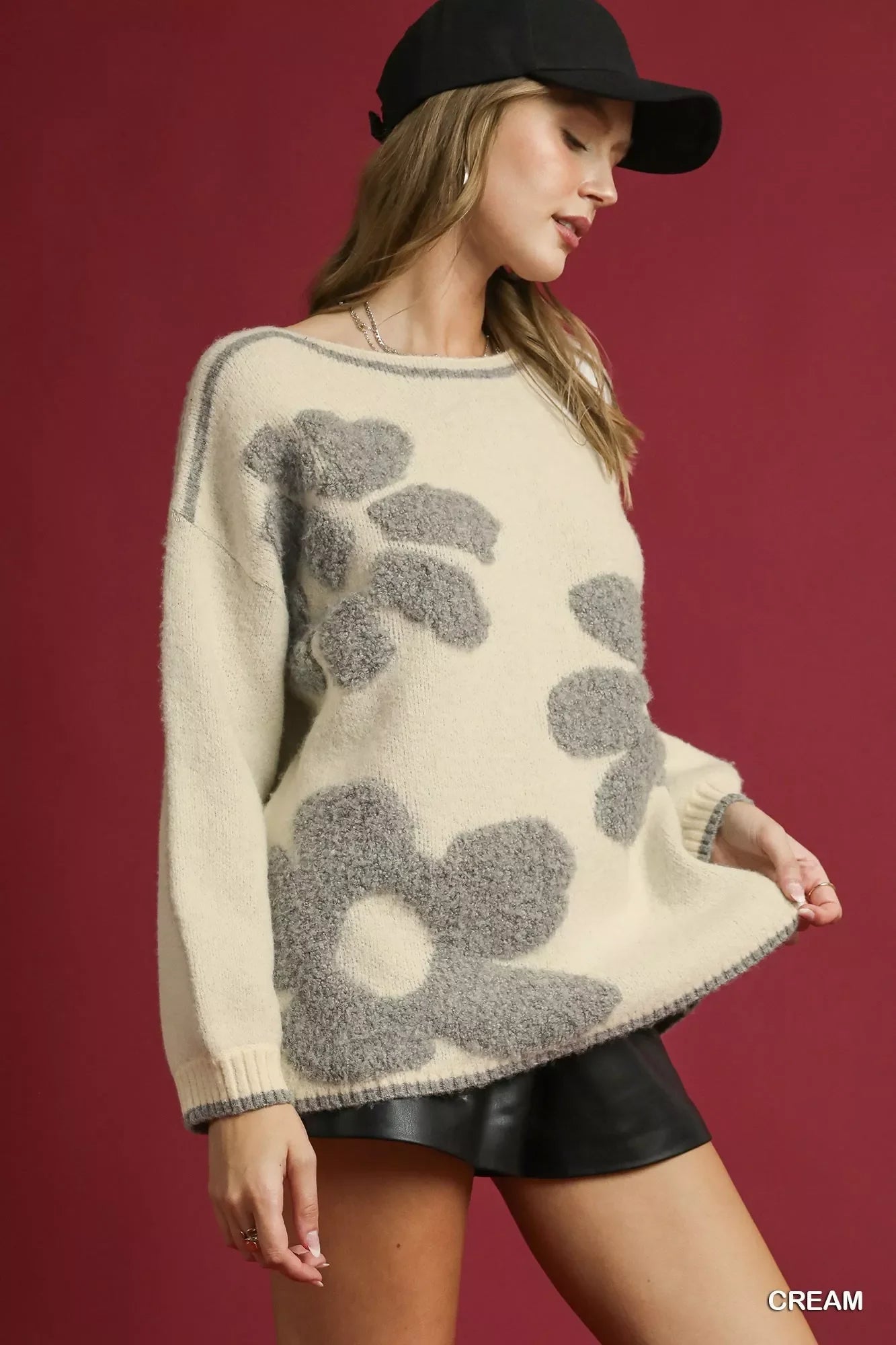 Umgee Floral Jacquard Knit Sweater West2East Surf