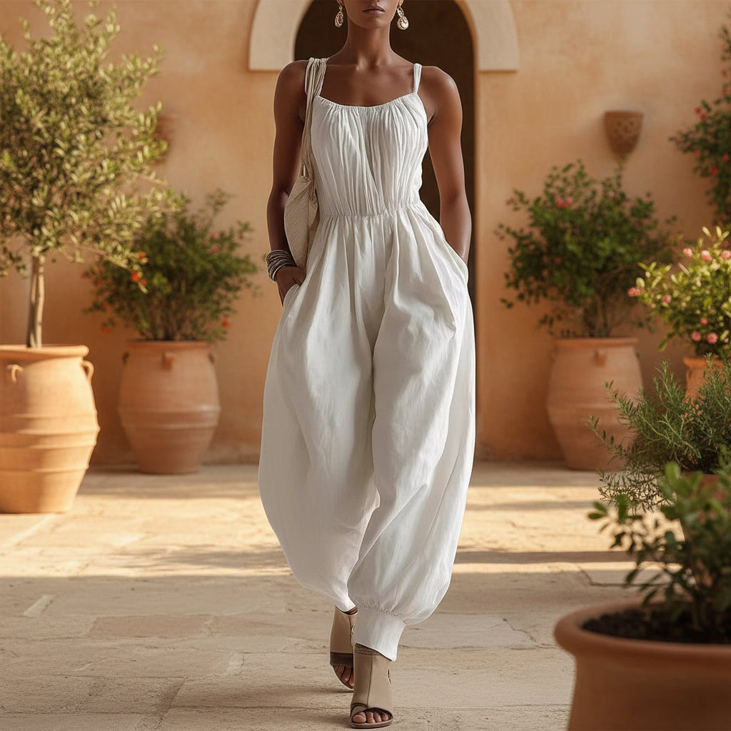 Women's Sleeveless Wide-Leg Jumpsuit – Knit, Low Waist, Flare Pants FitiqueFit