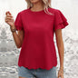 Lotus Blossom Ruffle Top - Stylish Red Double-layer Lotus Leaf Sleeve Blouse Country in My Heart