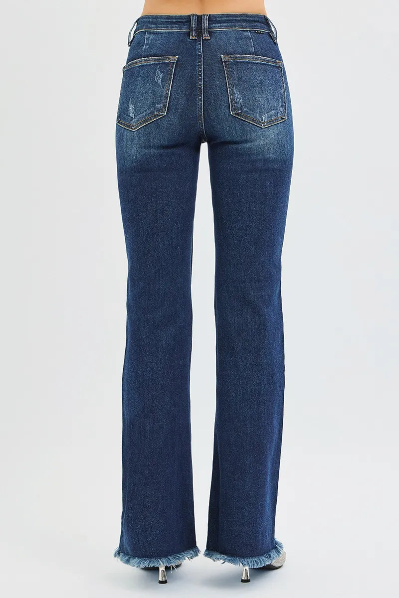RISEN Full Size Tummy Control Mid Rise Flare Jeans Plus Size West2East Surf