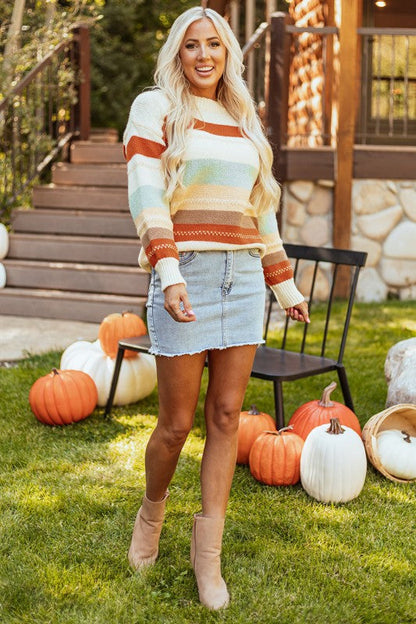 Stripe Colorblock Crewneck Drop Shoulder Sweater Shop Style & More | Fresh Looks, Everyday Deals & Free Shipping