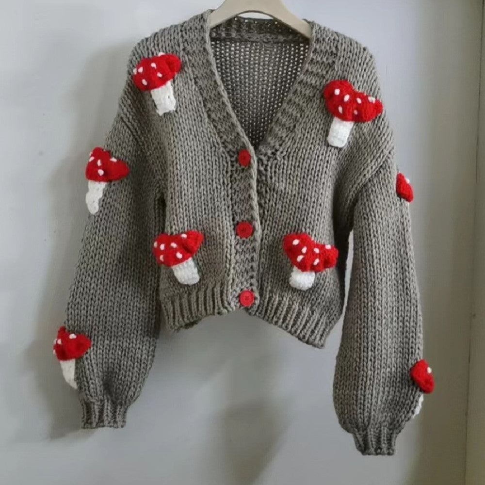 Women’s Mushroom Crochet Short Cardigan FitiqueFit