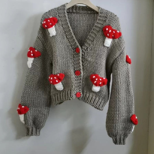 Women’s Mushroom Crochet Short Cardigan FitiqueFit