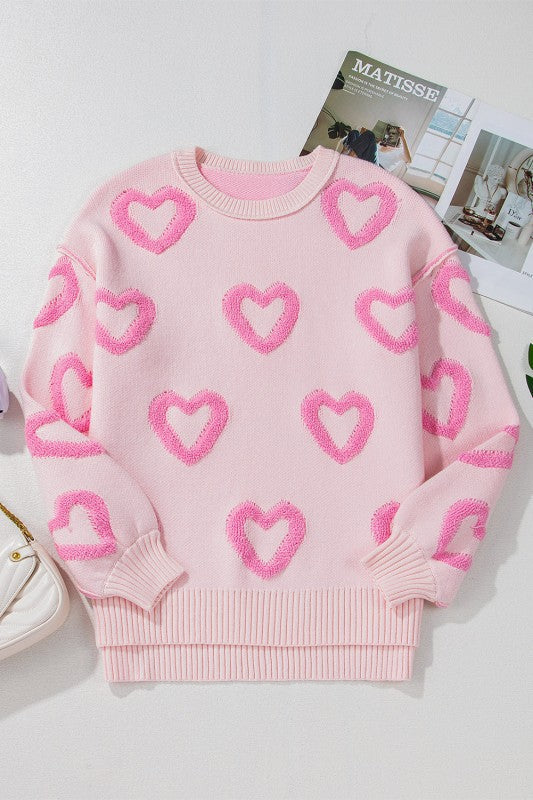 Valentine Heart Bubble Sleeve Baggy Sweater Shop Style & More | Fresh Looks, Everyday Deals & Free Shipping