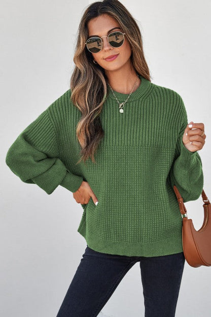 Solid Textured Knit Crewneck Sweater Shop Style & More | Fresh Looks, Everyday Deals & Free Shipping