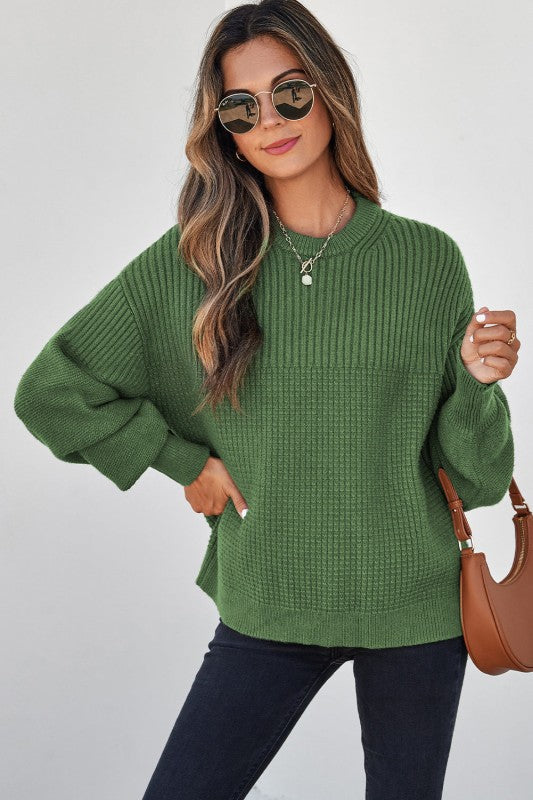 Solid Textured Knit Crewneck Sweater Shop Style & More | Fresh Looks, Everyday Deals & Free Shipping