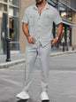 Men's Full Size Casual Short Sleeve Shirt and Pants Set Plus Size New Era Fashion LLc