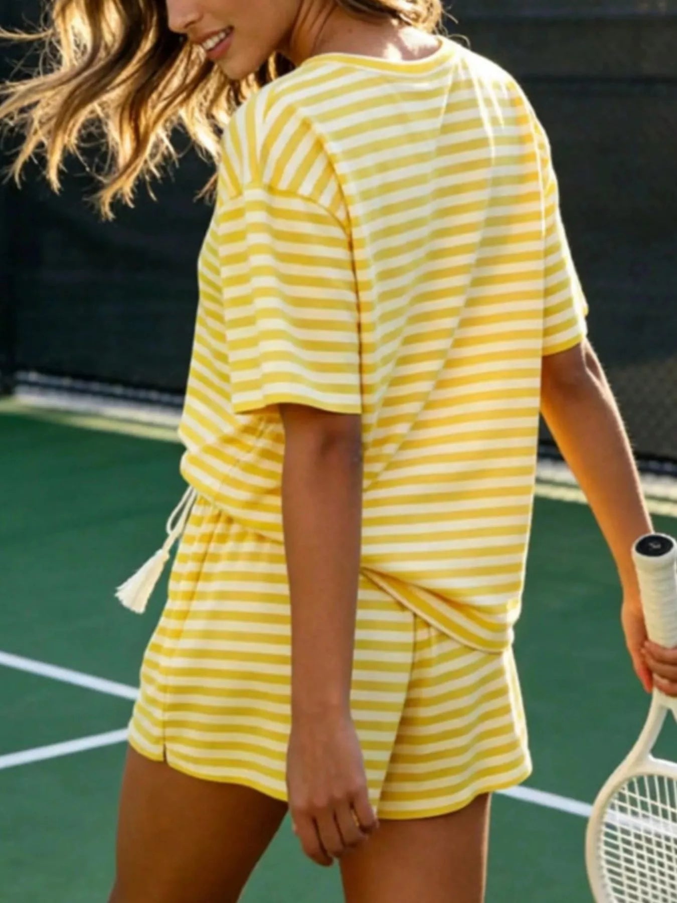 Striped Short Sleeve Tee and Drawstring Shorts Set New Era Fashion LLc