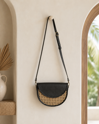 Raja Leather and Cane Crossbody Village Thrive