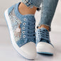 Floral Embroidered Polka Dot Print Sneakers — Women’s Casual Canvas Shoes FitiqueFit