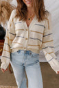 Stripe Buttoned V-Neck Cardigan Sweater Shop Style & More | Fresh Looks, Everyday Deals & Free Shipping