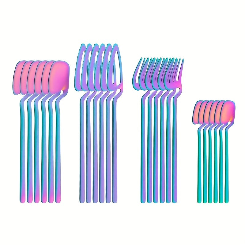 16pcs/24pcs Cutlery Set - Reusable Stainless Steel Dinnerware Set With Long Handle - Tableware Eating Utensils Set - Kitchen Supplies - For Family & Friends - Perfect for Everyday Use & Picnics NovaCart