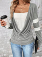 Cowl Neck Long Sleeve Fake Two-Piece T-Shirt New Era Fashion LLc