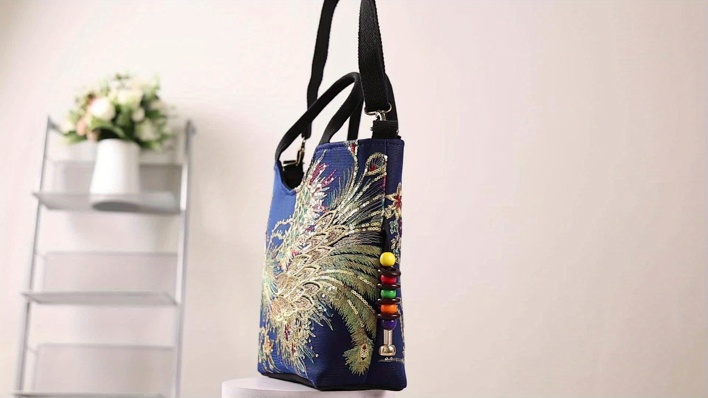 Wo 'S Embroidered Satchel Bag, Fashion Double Handle Purse, Retro Style Handbag with Removable Strap NovaCart