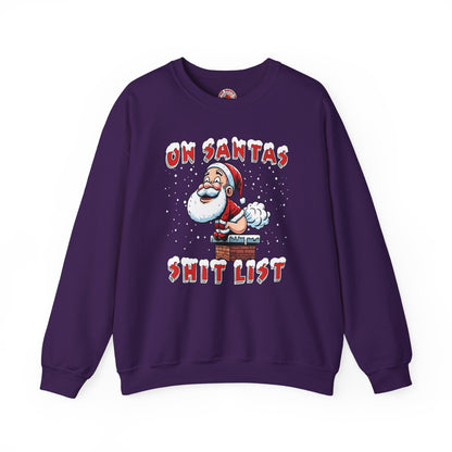 On Santa's Shit List Crewneck Sweatshirt The Devil's Pickle