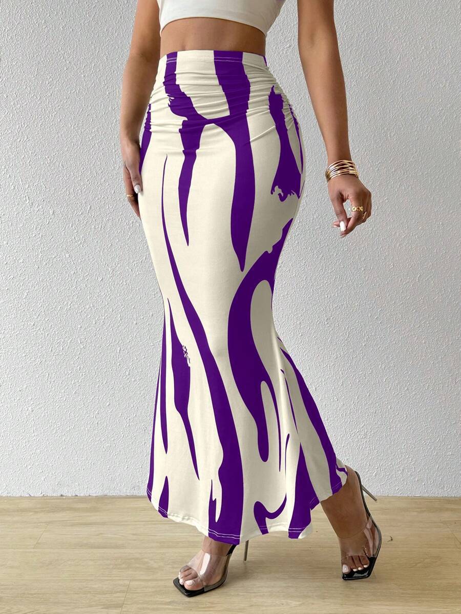 Popular Women's Dress With Zebra Pattern Tight Fitting High Waisted Fish Tail Fashion Skirt Grayceful LLC