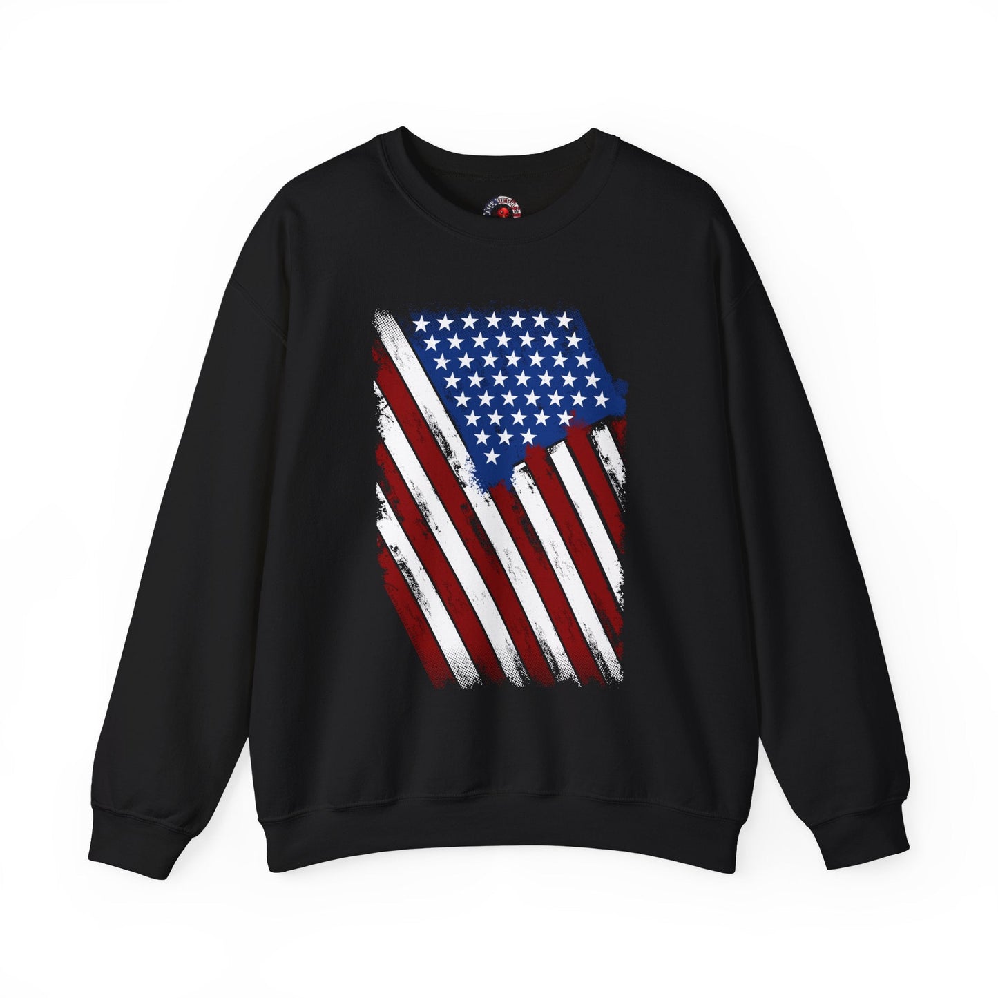 Distressed American Flag Crewneck Sweatshirt The Devil's Pickle