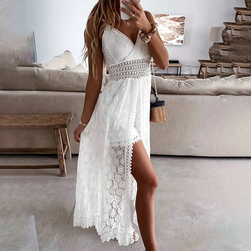 Women's Elegant Lace V-Neck Sleeveless Jumpsuit FitiqueFit