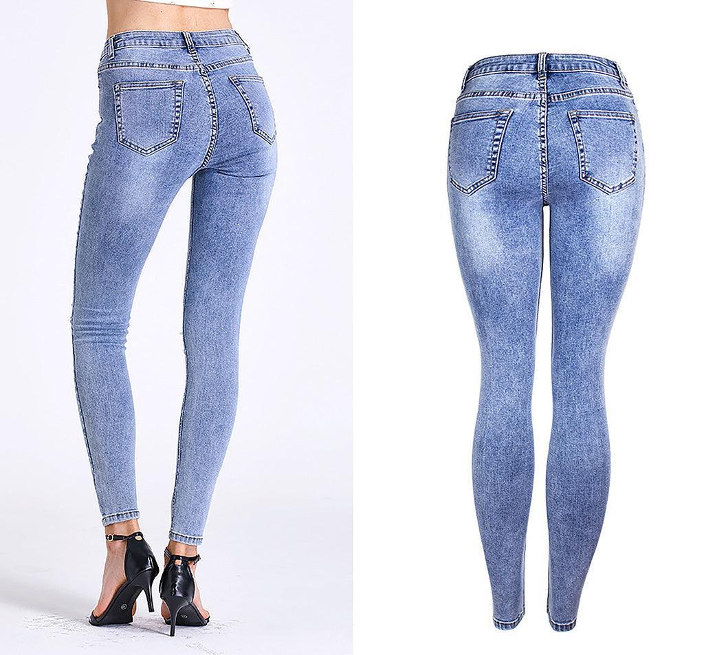 Essential Ripped Skinny Jeans – Stretch Slim Fit, Stone Wash Blue Denim, Street Style Country in My Heart