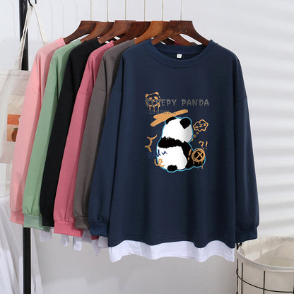 Women's Trendy Sweater Thin Loose Plus Size Fake Two Piece Top See size chart under “more details” The Fashion Celestial