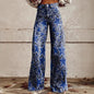 Women's Printed Flare Pants – Mid-Waist Full Length Plus Size FitiqueFit
