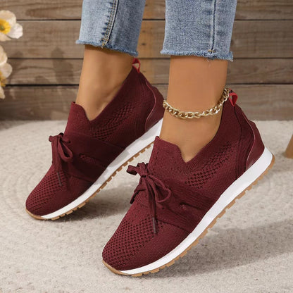 Women’s Lace‑Up Mesh Walking Flats FitiqueFit