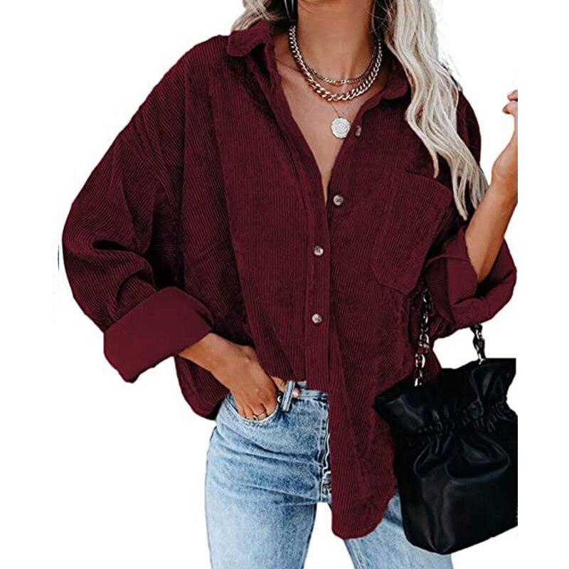 Corduroy Country Chic Shirt – Stylish Single-Breasted Cowgirl Shirt Country in My Heart