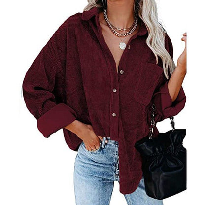 Corduroy Country Chic Shirt – Stylish Single-Breasted Cowgirl Shirt Country in My Heart
