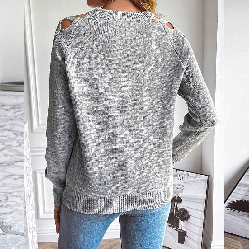 Women's Casual Long Sleeve Hollow Out Sweater FitiqueFit