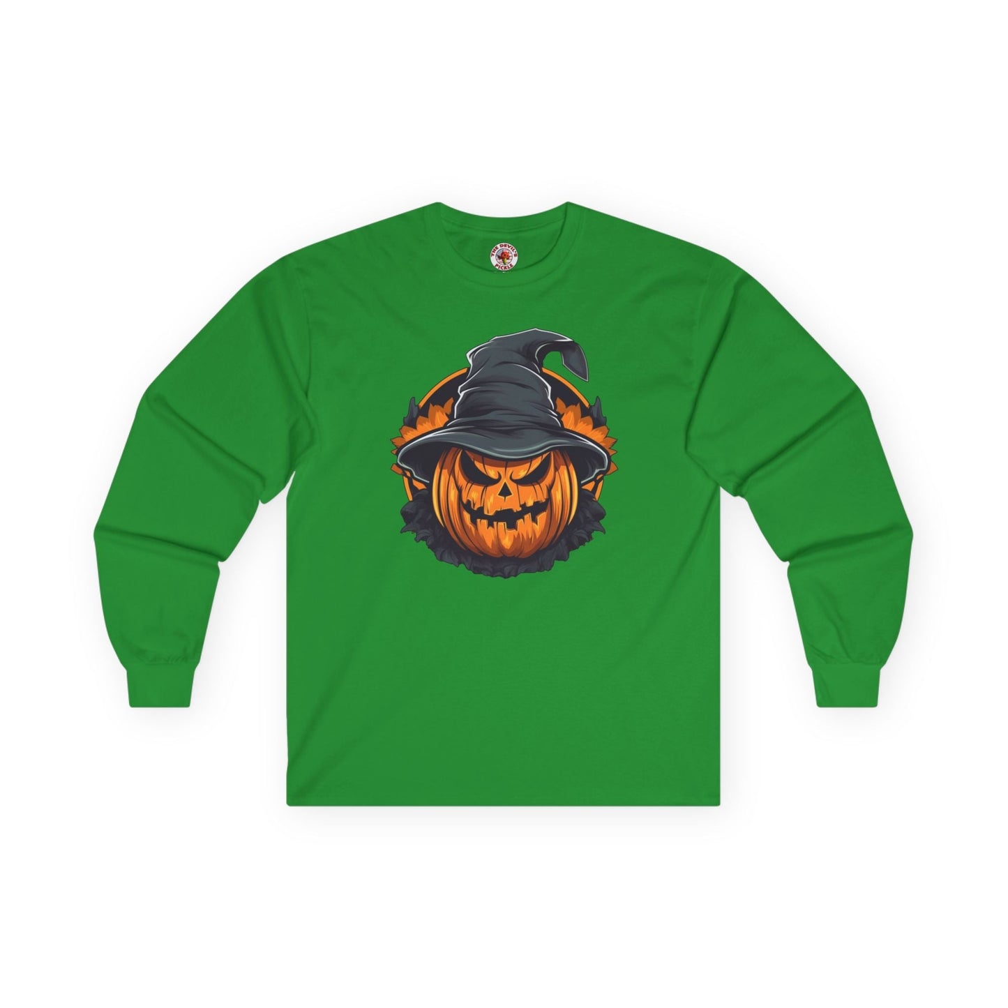 Scary Witch Pumpkin Halloween Long Sleeve Tee The Devil's Pickle